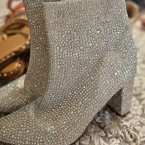 Sparkling Silver Ankle Boots